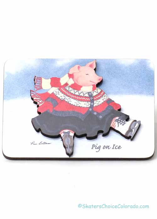 Pig on Ice Refrigerator Magnet - Click Image to Close